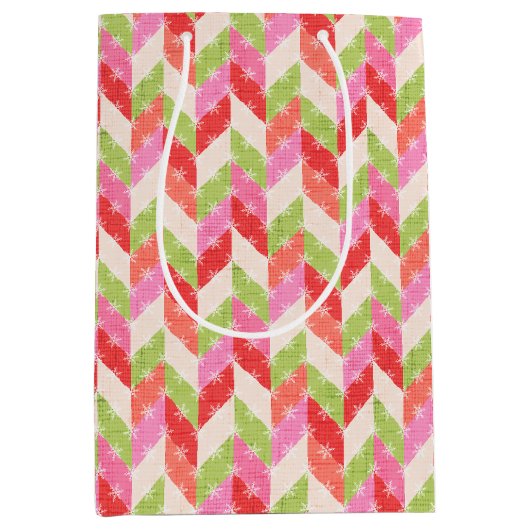 Rote Chevron-Twinkle-Geschenktasche Mittlere Geschenktüte (Vorderseite)