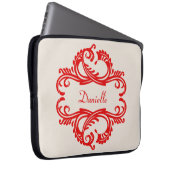 Rote Chic-Damaskus-Laptoptasche Laptopschutzhülle (Vorne Rechts)