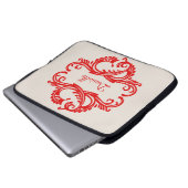 Rote Chic-Damaskus-Laptoptasche Laptopschutzhülle (Vorne Knopf)