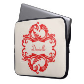 Rote Chic-Damaskus-Laptoptasche Laptopschutzhülle (Vorderseite Links)