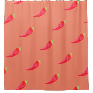 Rote Chili handgemalte Wasserfarbe Paprika Duschvorhang