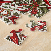 Rote Chili Paprika Vintage Muster Puzzle (Seite)