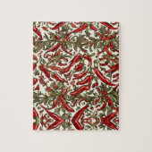 Rote Chili Paprika Vintage Muster Puzzle (Vertikal)