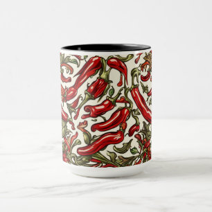 Rote Chili Paprika Vintage Muster Tasse
