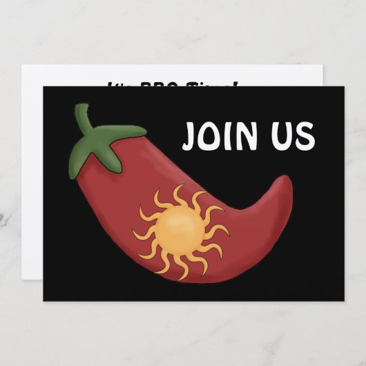 Rote Chili-Pfeffer GRILLEN - Western-Party Einladung (Vorne/Hinten)