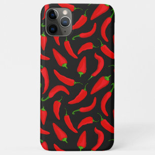 Rote Chili-Schoten auf schwarzem coolen Muster Case-Mate iPhone Hülle