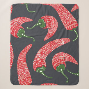 Rote Chili-Schoten: nahtloses Vintage-Muster Sherpadecke