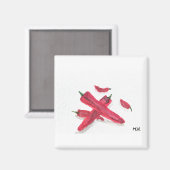 Rote Chilischoten Magnet (Vorderseite/Rückseite)