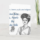Rote China Rose & Perlen Karte (Rückseite)