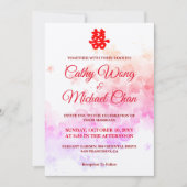 Rote Chinesische Hochzeit Aquarellkirsche Blüte Einladung (Vorderseite)