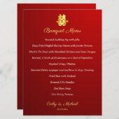 Rote chinesische Hochzeit mit doppeltem Glück Menükarte (Vorne/Hinten)