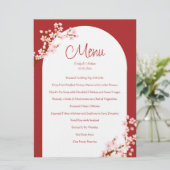 Rote chinesische Hochzeitskirschblüte Menükarte (Stehend Vorderseite)