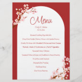 Rote chinesische Hochzeitskirschblüte Menükarte (Vorderseite)
