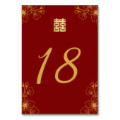 Rote Chinesische Hochzeitskirschblüte Tischnummer (Rückseite)