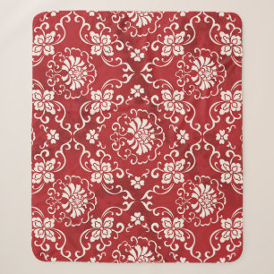 Rote chinesische Spiralen-Blumen-Hintergrund. Sherpadecke