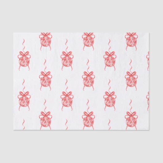 Rote Chinoiserie Ornamente Seidenpapier (Vorderseite)