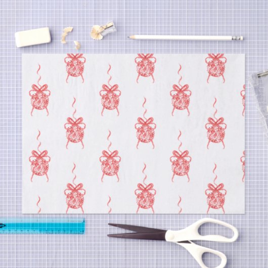 Rote Chinoiserie Ornamente Seidenpapier (Handwerk)