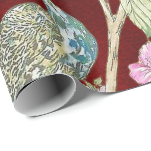 Rote Chinoiserie Piazza della Riforma Geschenkpapier (Rolleneckpunkt)