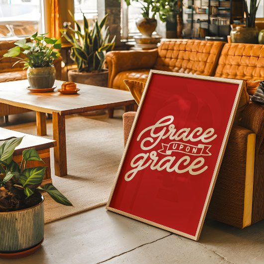 Rote Christliche Gnade auf Gnade Poster