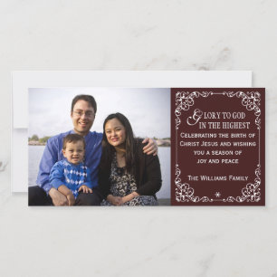 Rote christliche Vintage WeihnachtsFoto-Karten Feiertagskarte