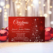 Rote CHRISTMAS PARTY Weiße Schneeflocken Bäume Spa Einladung