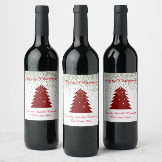 ROTE CHRISTMAS TREE SPARKLE KUNSTBARE WEINGESCHENK WEINETIKETT (Flaschen)