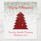 ROTE CHRISTMAS TREE SPARKLE KUNSTBARE WEINGESCHENK WEINETIKETT (Einzelnes Label)