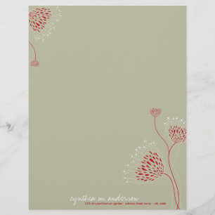 Rote Chrysanthemen Blumen Elegant Chic Floral Briefkopf