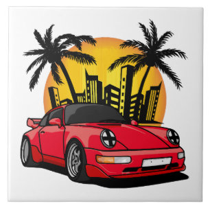 Rote Classic Carrera im City Sunset Fliese