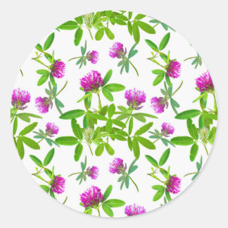 Rote Clovers mit grünen Blätter Runder Aufkleber