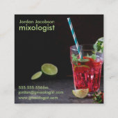 Rote Cocktail-Visitenkarten Quadratische Visitenkarte (Rückseite)