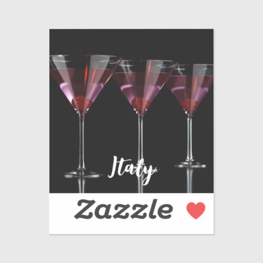 Rote Cocktails in Martini Glas mit Kirsche Aufkleber (Blatt)