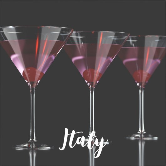 Rote Cocktails in Martini Glas mit Kirsche Aufkleber (Vorderseite)