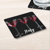 Rote Cocktails in Martini Glas mit Kirsche Rechteckiger Pappuntersetzer (angewinkelt)