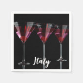 Rote Cocktails in Martini Glas mit Kirsche Serviette (Vorderseite)