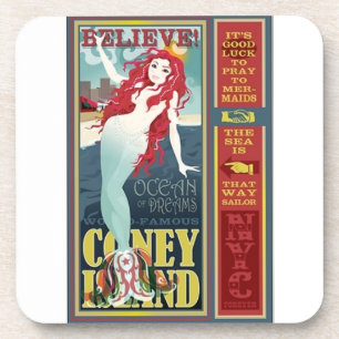 rote Coney Island Meerjungfrau Untersetzer