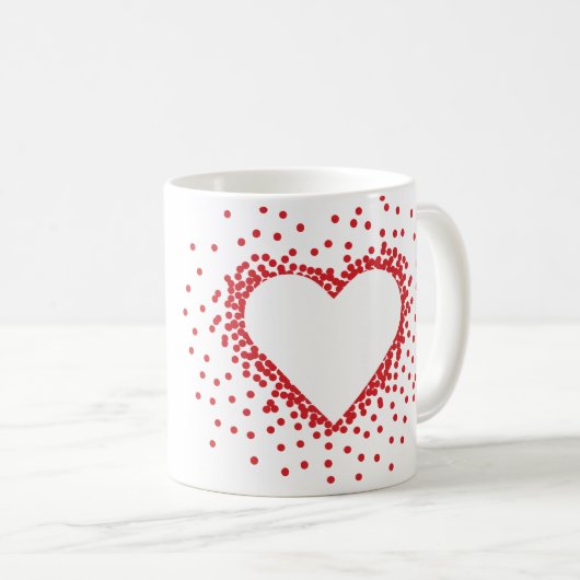 Rote Confetti-Herz-Tasse Kaffeetasse (VorderseiteRechts)