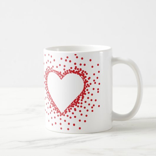 Rote Confetti-Herz-Tasse Kaffeetasse (Rechts)