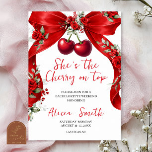 Rote Coquette-Kirsche auf dem Junggesellinnen-Woch Einladung