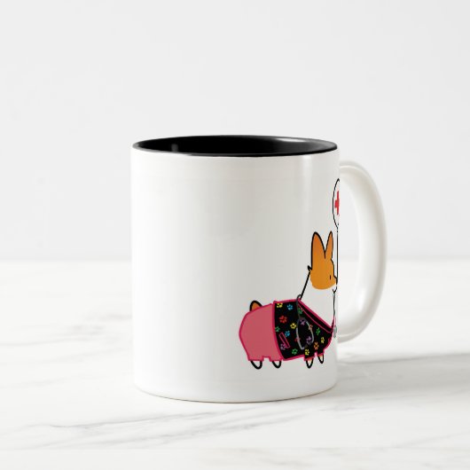 Rote Corgi-Krankenschwester-Tasse | CorgiThings Zweifarbige Tasse (VorderseiteRechts)