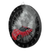 Rote Corvette mit grauem, rauchabnehmbarem Hinterg Dartscheibe (Vorderseite rechts)