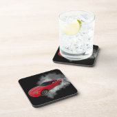 Rote Corvette mit grauem, rauchabnehmbarem Hinterg Getränkeuntersetzer (Rechte Seite)