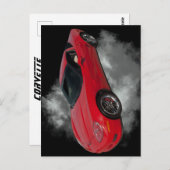 Rote Corvette mit grauem, rauchabnehmbarem Hinterg Postkarte (Vorne/Hinten)