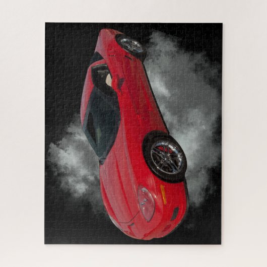 Rote Corvette mit grauem, rauchabnehmbarem Hinterg Puzzle (Vertikal)