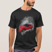 Rote Corvette mit grauem, rauchabnehmbarem Hinterg T-Shirt (Vorderseite)