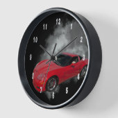 Rote Corvette mit grauem, rauchabnehmbarem Hinterg Uhr (Winkel)