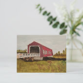 Rote Covered Bridge Postcard Postkarte (Stehend Vorderseite)