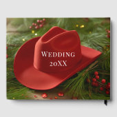 Rote Cowboy-Hut-Weihnachtshochzeit Gästebuch (Rückseite)