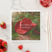Rote Cowboy-Hut-Weihnachtshochzeit Serviette (Beispiel)