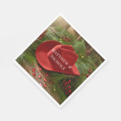 Rote Cowboy-Hut-Weihnachtshochzeit Serviette (Ecke)